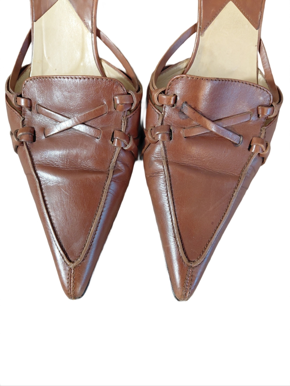 Vintage Michael Kors Brown Pointed-Toe Leather Mule Heels - Picture 3 of 10